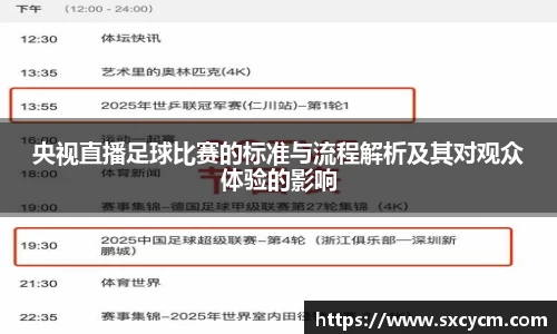 央视直播足球比赛的标准与流程解析及其对观众体验的影响